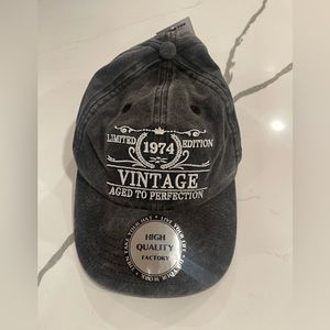 Women’s baseball hat, “Vintage 1974” brand new, never worn, still in gift box